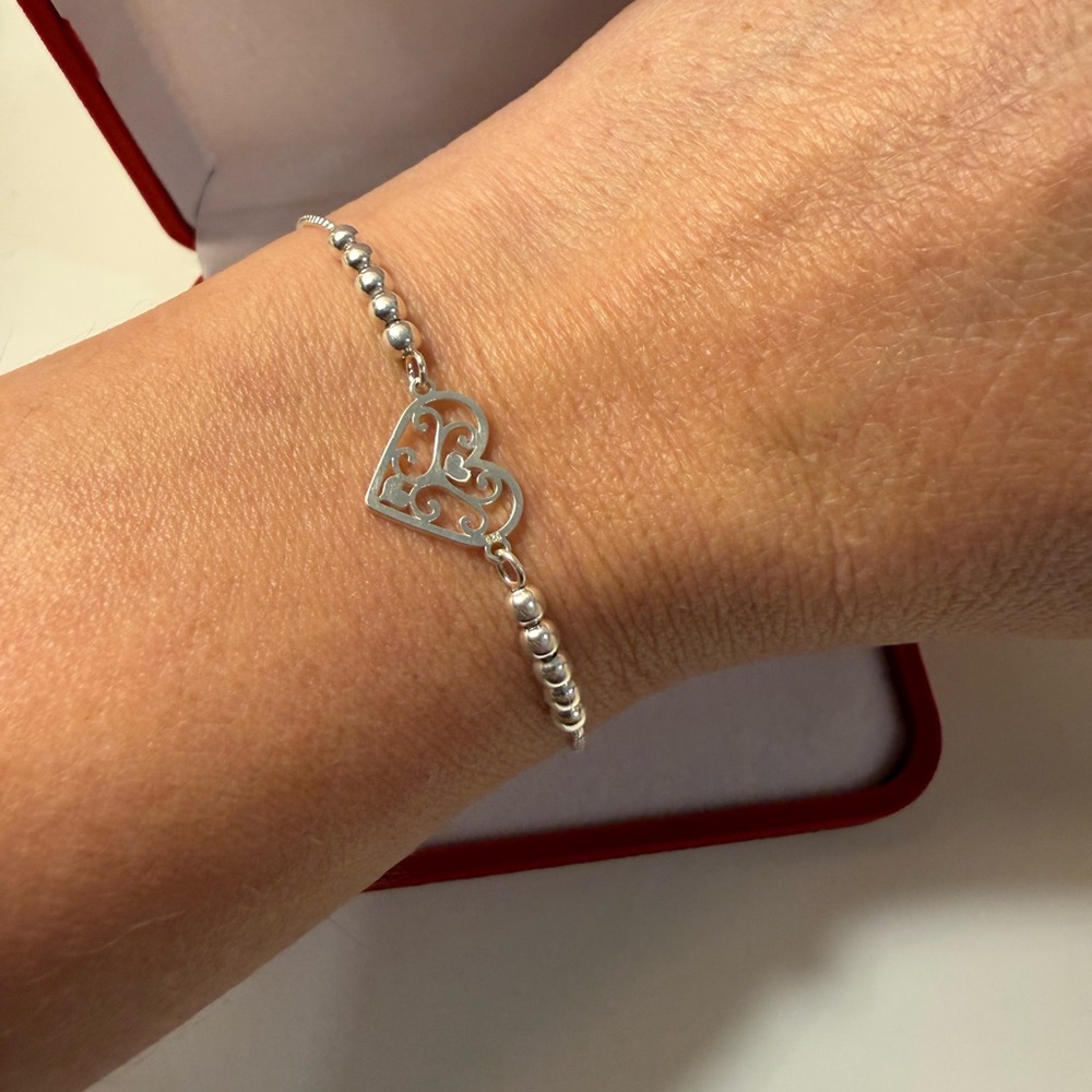 Peruvian Silver Filigree Heart Bracelet | Adjustable Bolo | NWOT